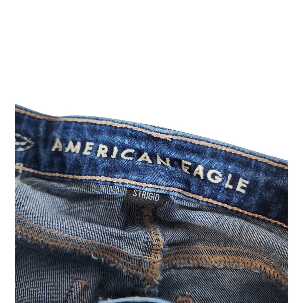 American Eagle Strigid Distressed Mom Jeans Dark Wash Floral Embroidery Size 000 - Picture 3 of 13